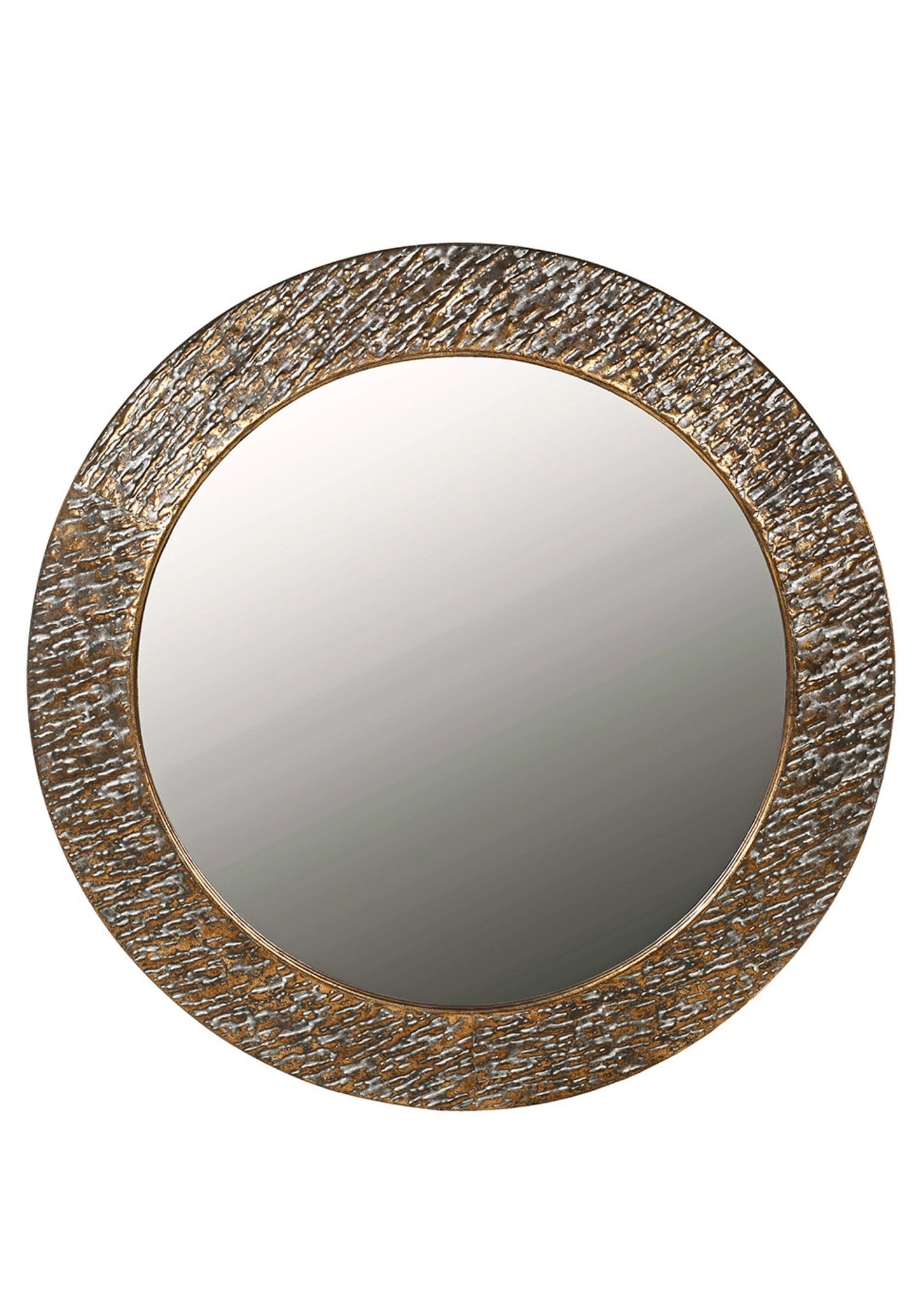 Gold Textured Round Mirror