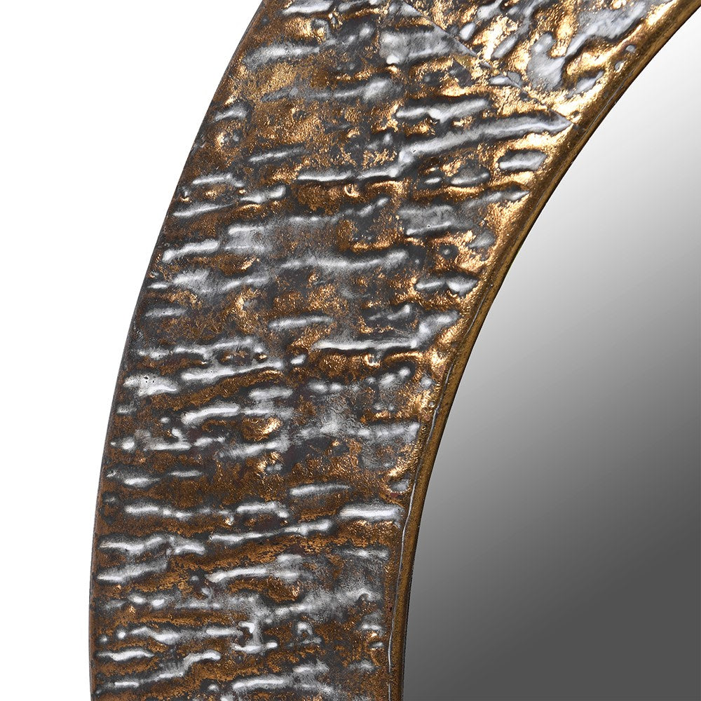 Gold textured Round Mirror Detail