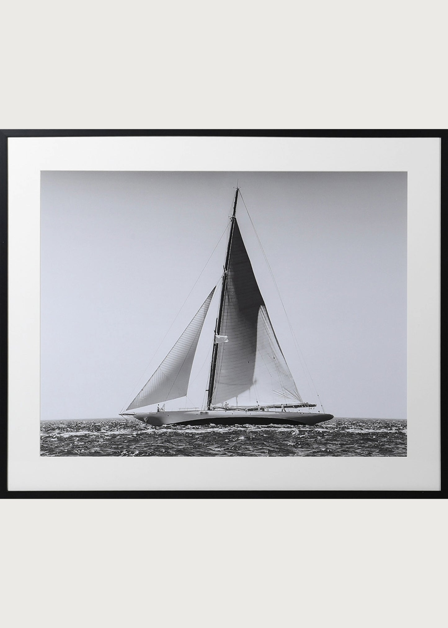 Large Framed Black & White Yacht Picture- Nautical Decor