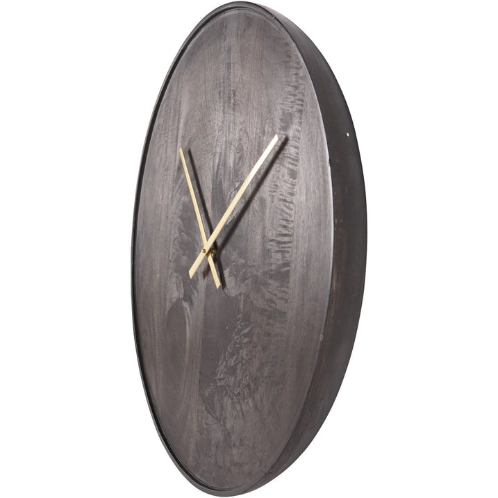 Mango Wood Bowl Wall Clock with Brass Hands