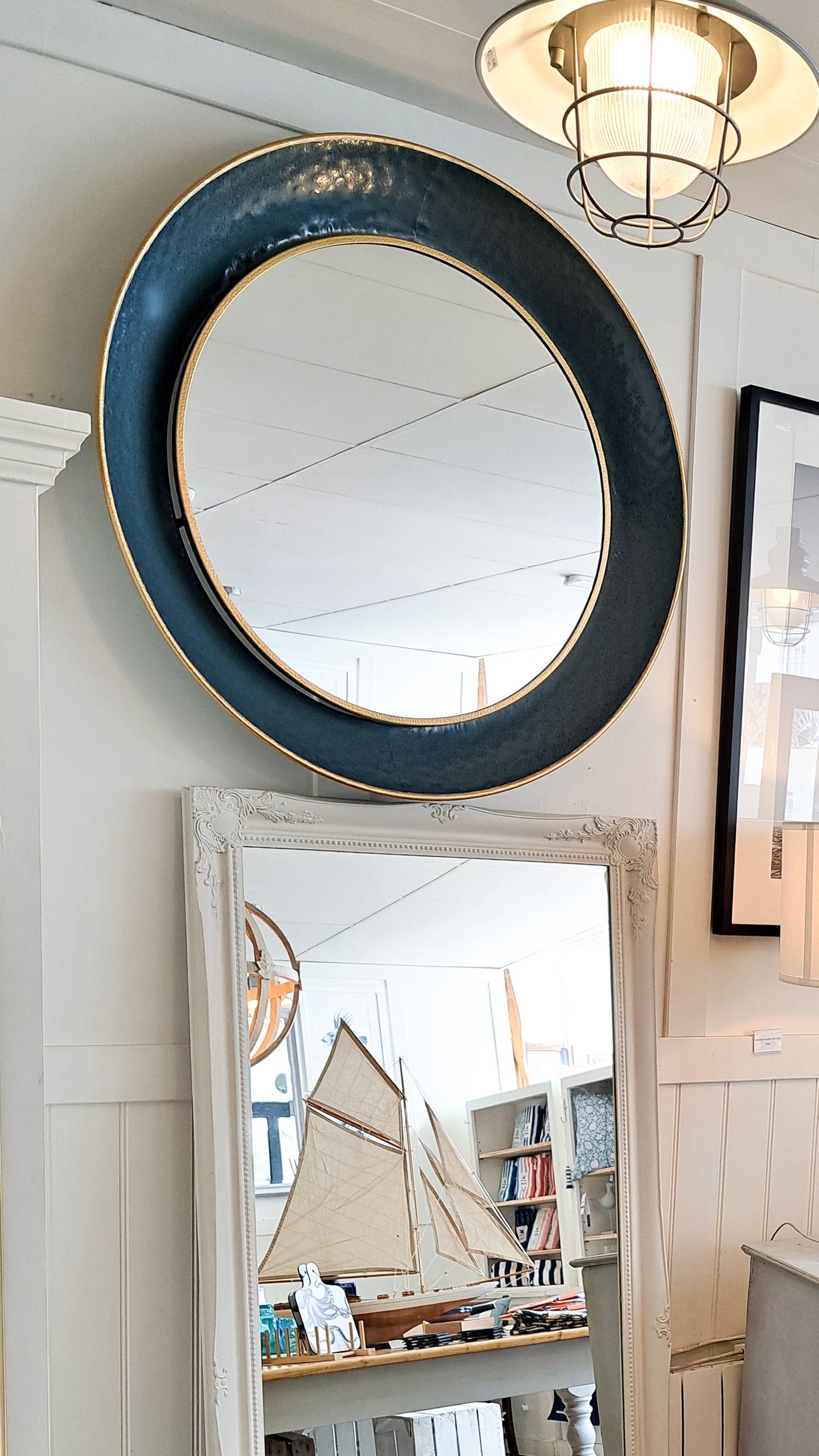 Teal Round Mirror