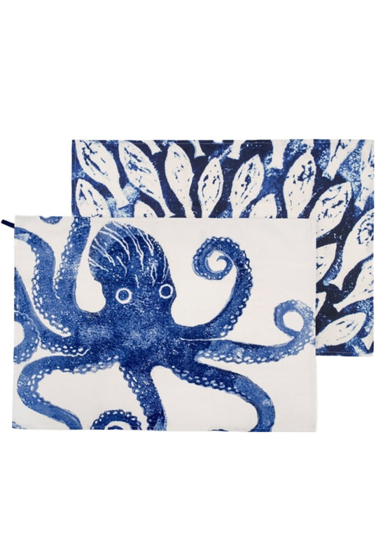 Load image into Gallery viewer, BlissHome  Octopus &amp;amp; Shoal Of Fish Tea Towels
