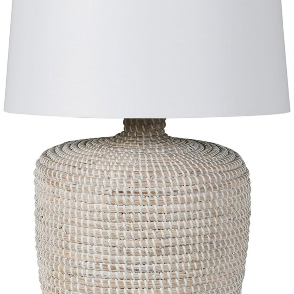 Beachside White Wash Seagrass Table Lamp with Shade