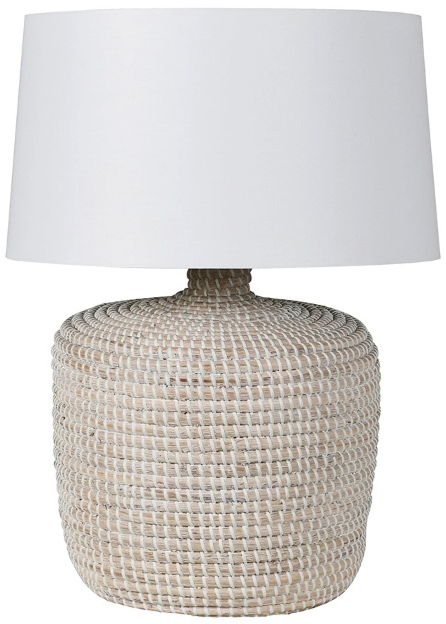 Beachside White Wash Seagrass Table Lamp with Shade