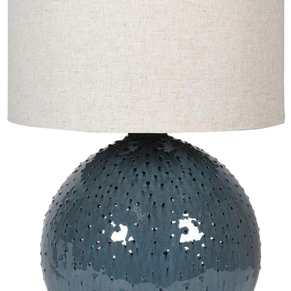 Blue Marine Table Lamp with Linen Shade