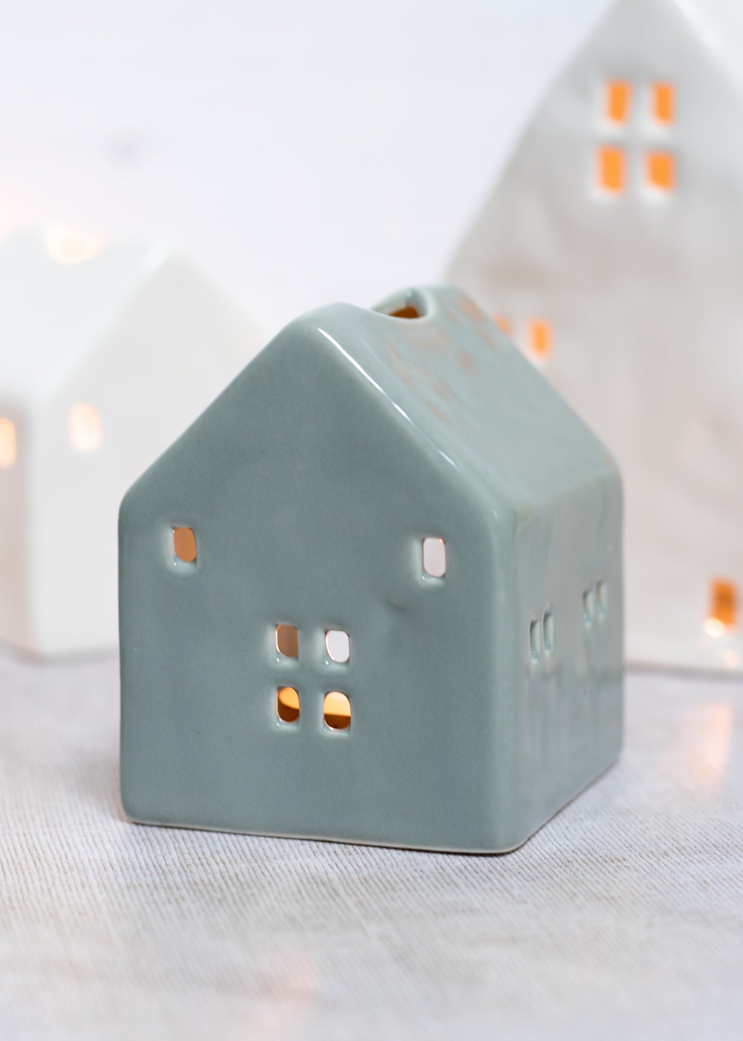 Grey Ceramic Tealight House Mini