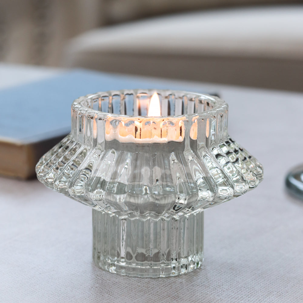 
                      
                        Double Sided Clear Glass Candle Holder
                      
                    