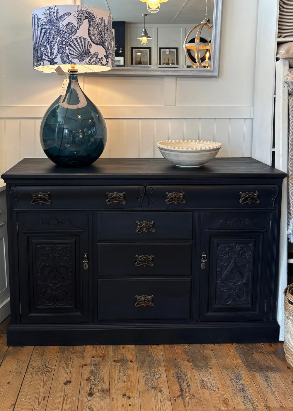 DARK NAVY ANTIQUE SIDEBOARD - item unavailable online