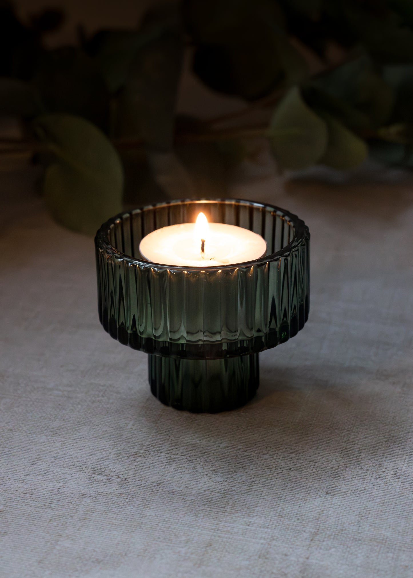 Green Double Sided Glass Candle Holder