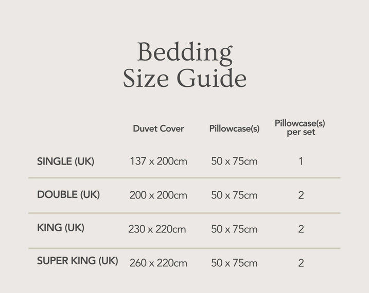Grey Hebden Stripe Duvet Cover Set Size Guide