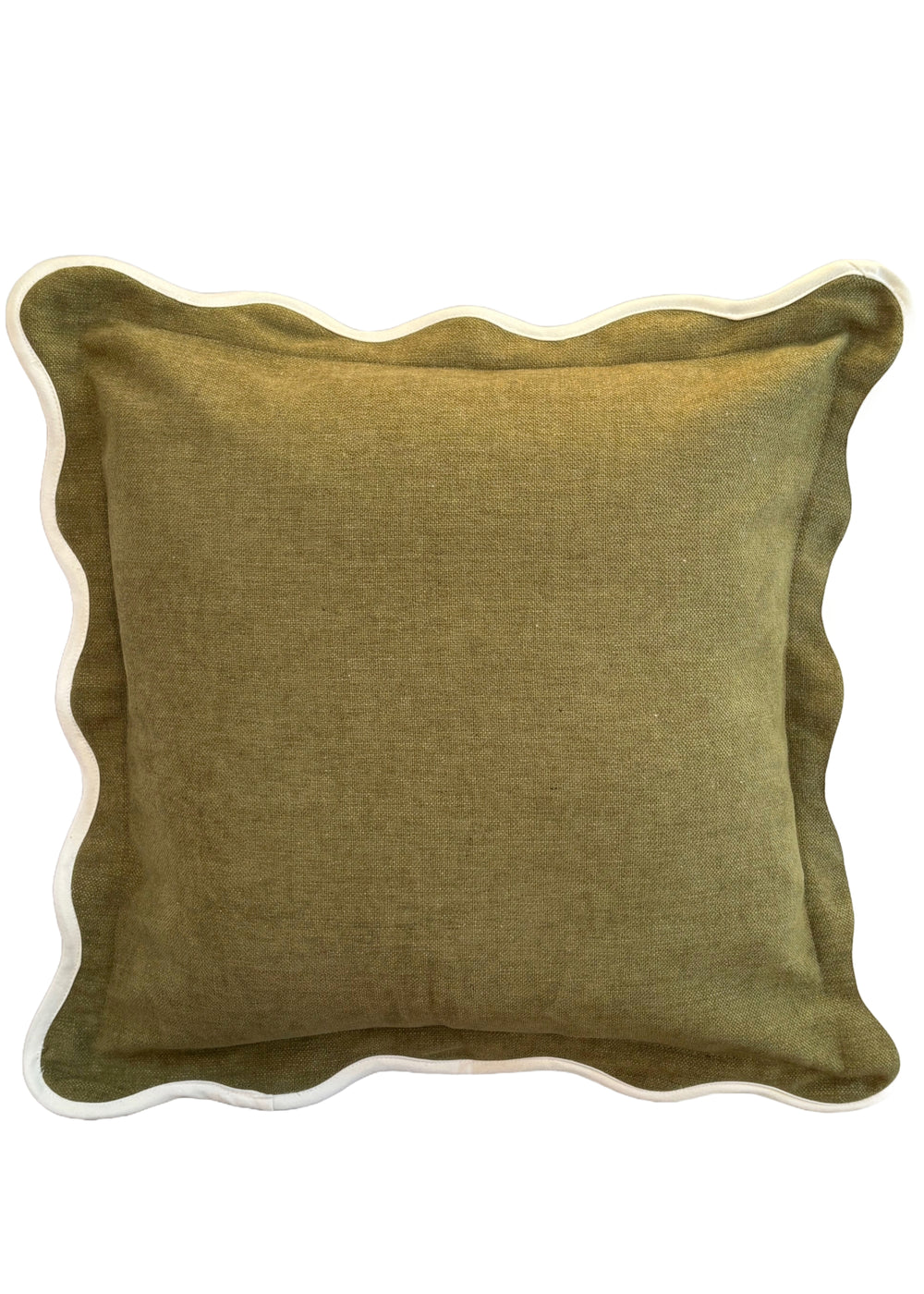 Isla Olive Scalloped Cushion Cover 