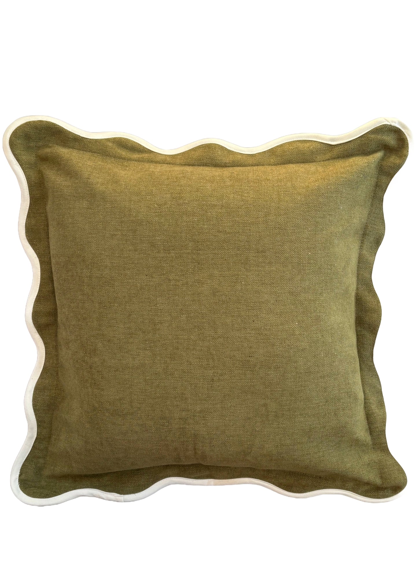 Isla Olive Scalloped Cushion Cover 