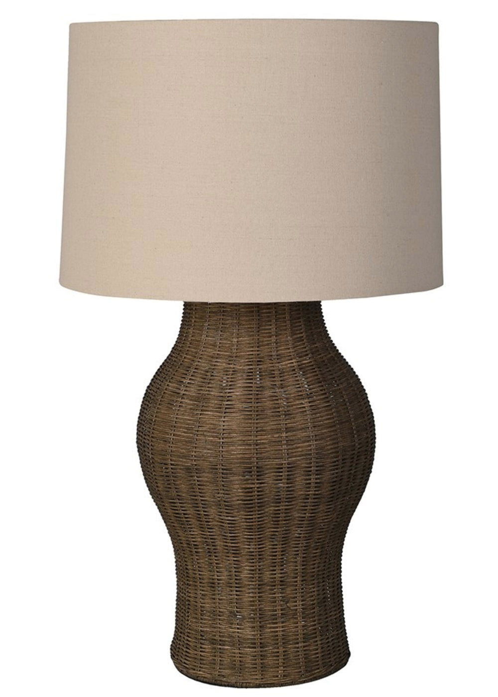 Large Rattan Table Lamp with Shade