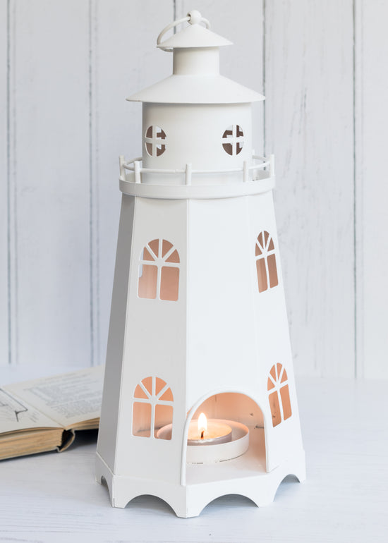 Load image into Gallery viewer, White Metal Lighthouse Lantern
