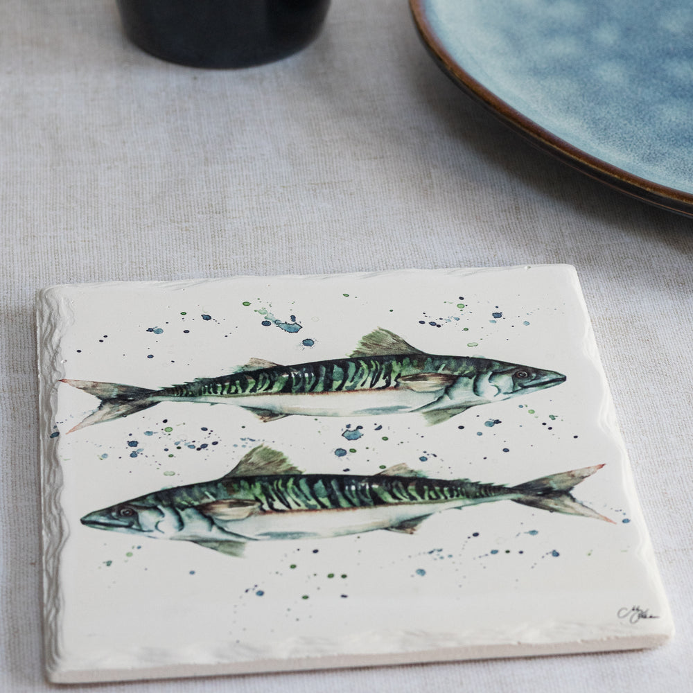 Mackerel Design Ceramic Trivet