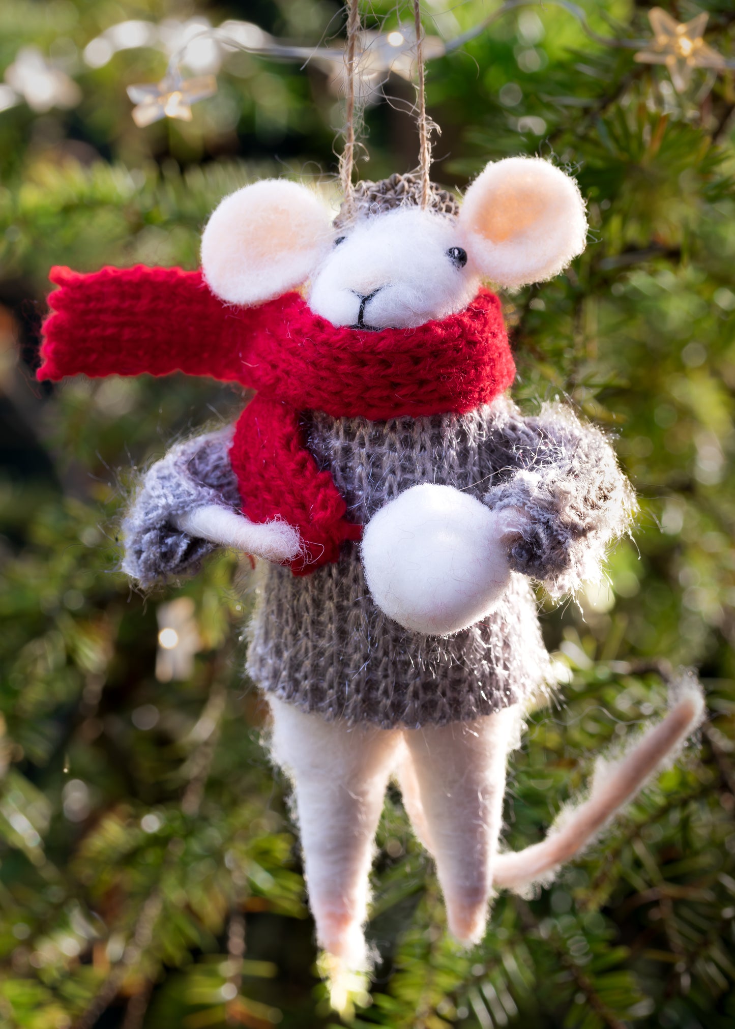 Mouse with Snowball Tree Decoration