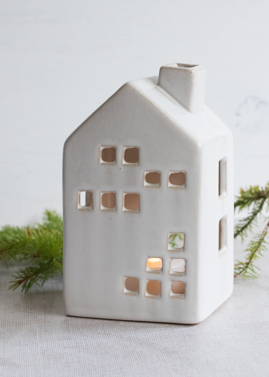 Load image into Gallery viewer, Glazed Ceramic LED Tealight House
