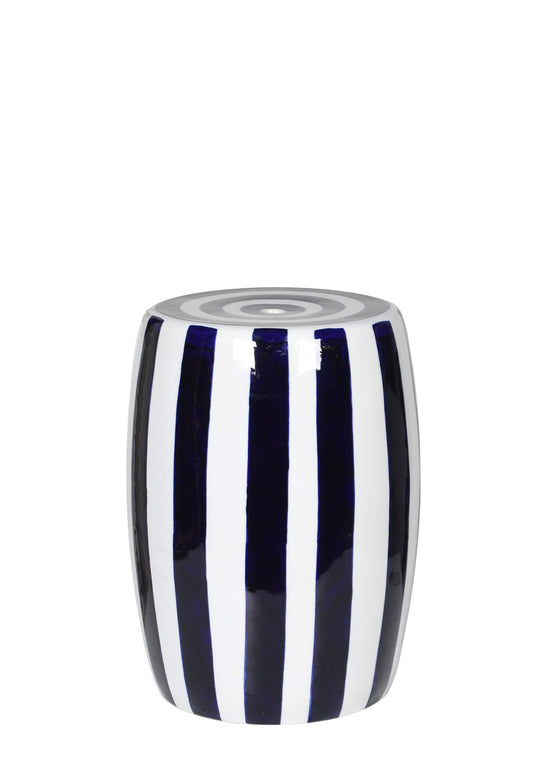 Navy Stripe Ceramic Stool