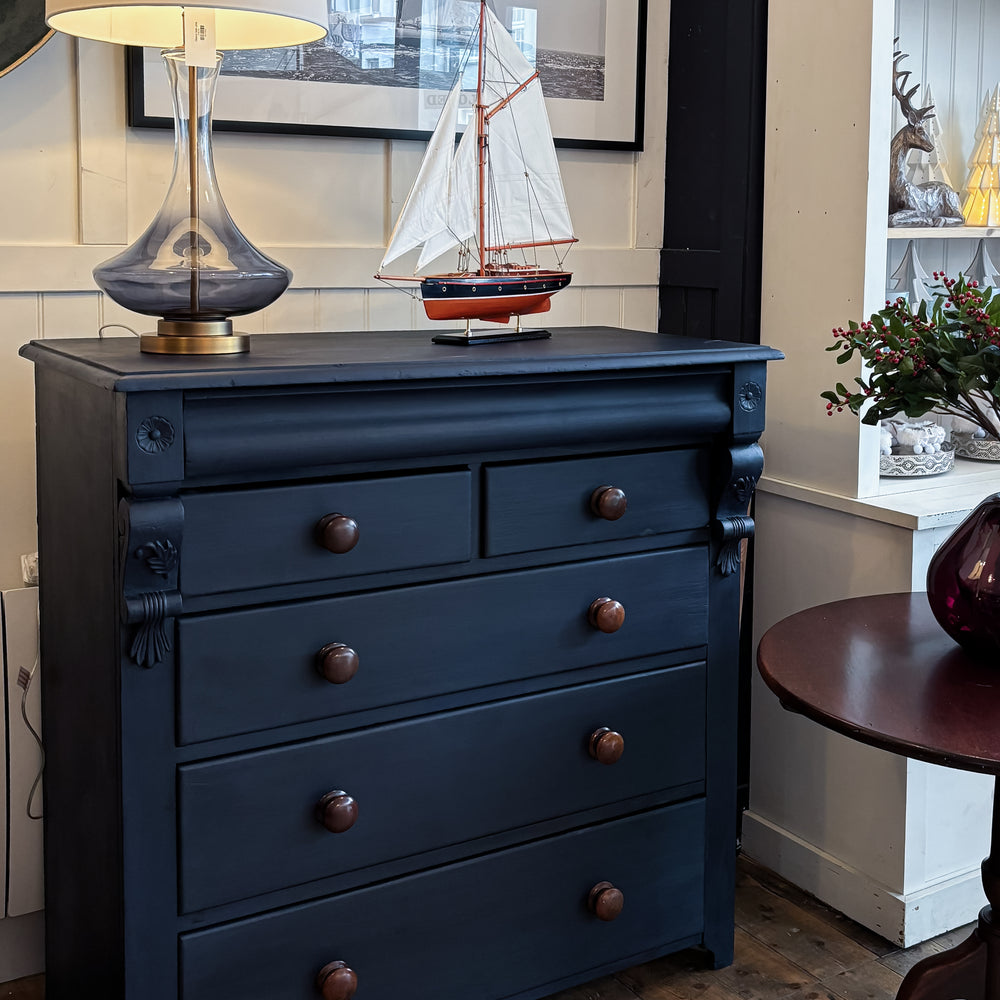Navy Blue Antique Chest Of Drawers