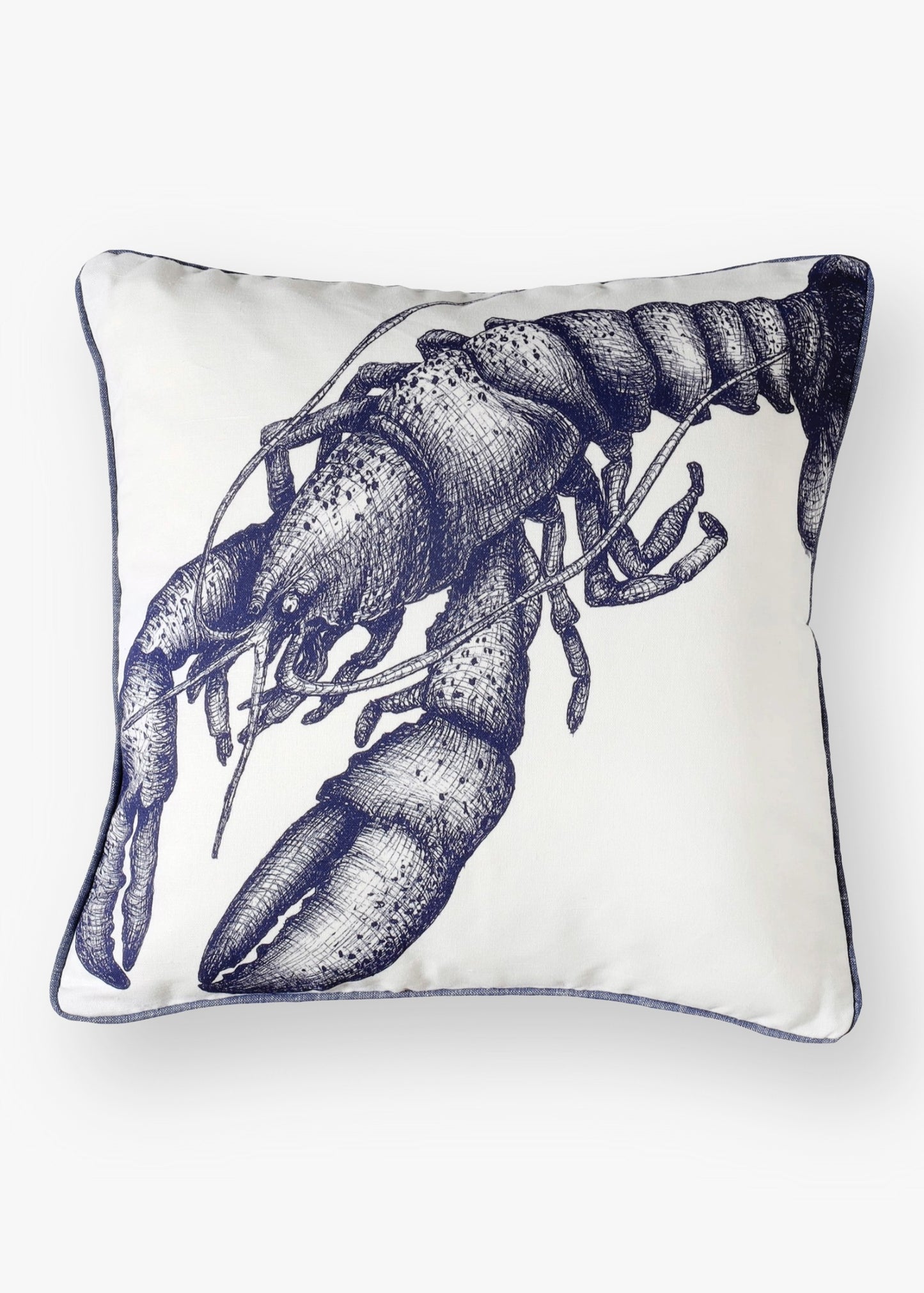 Cushion with Navy Lobster Illustration