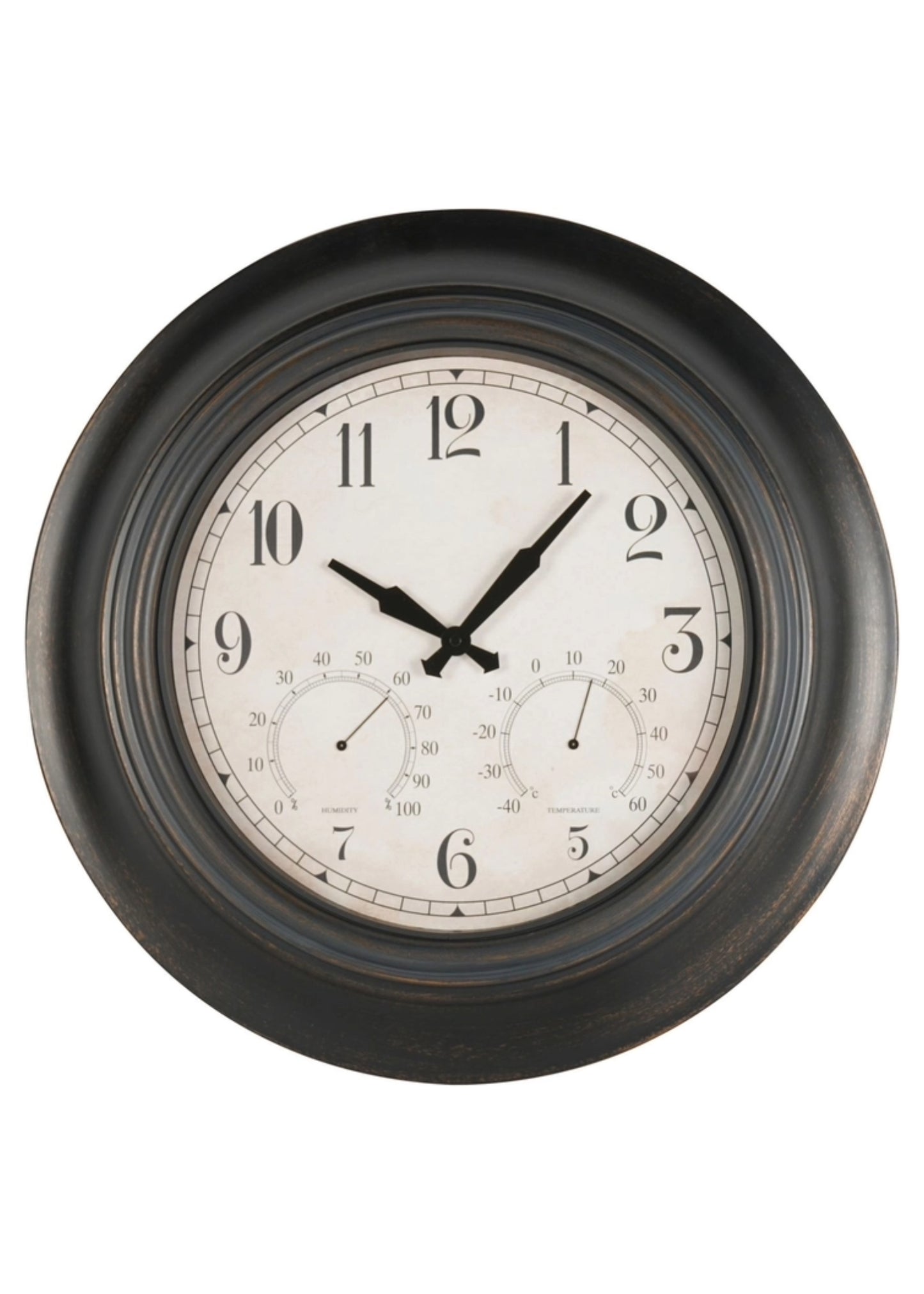 Outdoor Metal Wall Clock with Temperature and Humidity