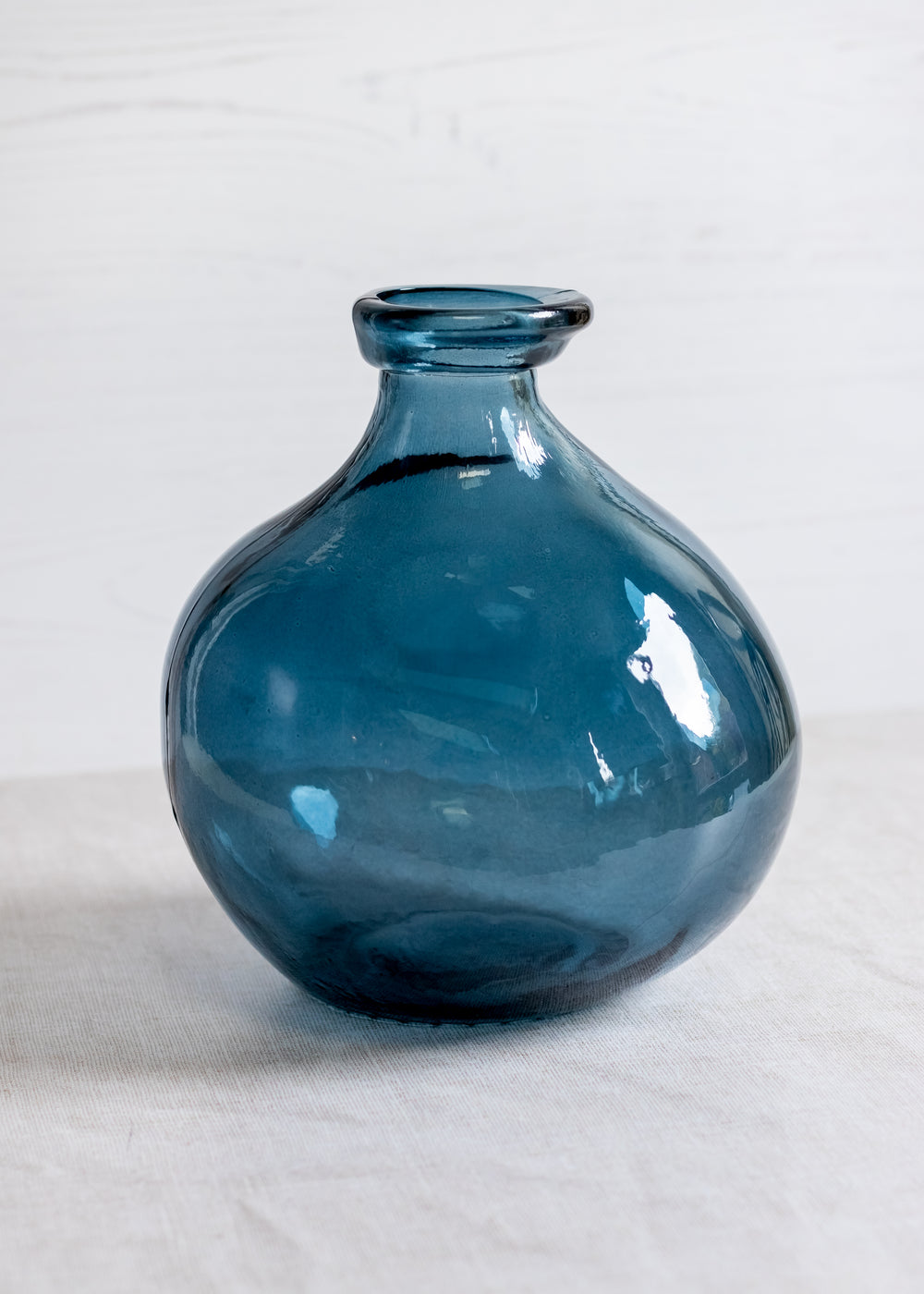 Petrol Blue Blown Glass Vase 18cm