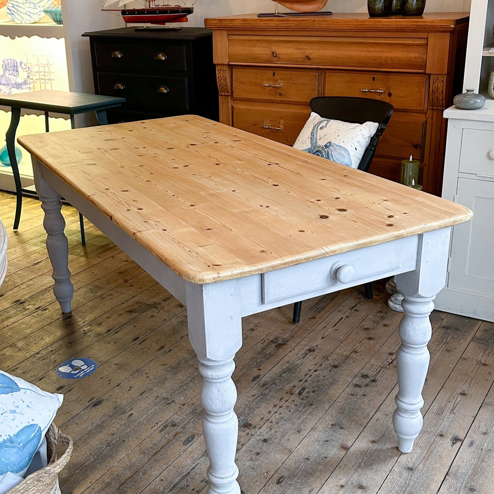 Pine Kitchen Table with Drawer