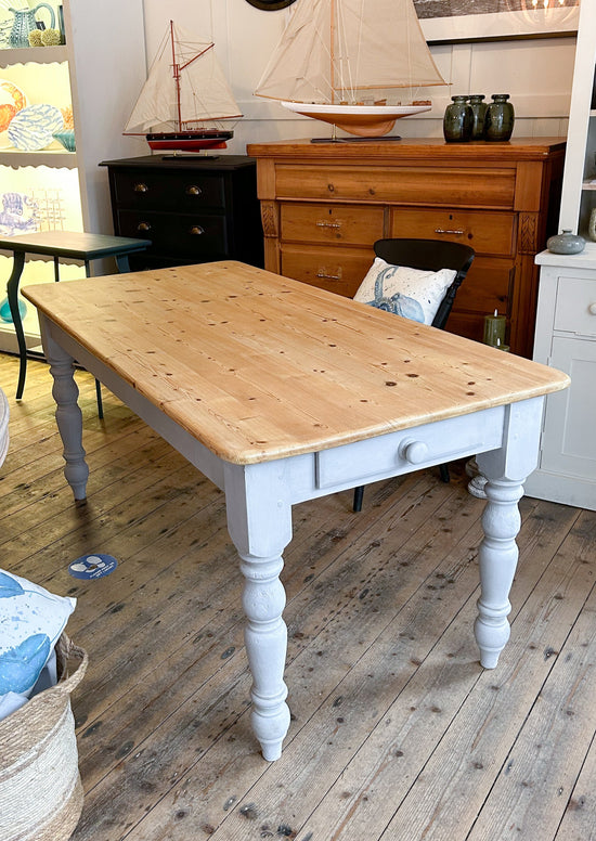 Pine Kitchen Table with Drawer