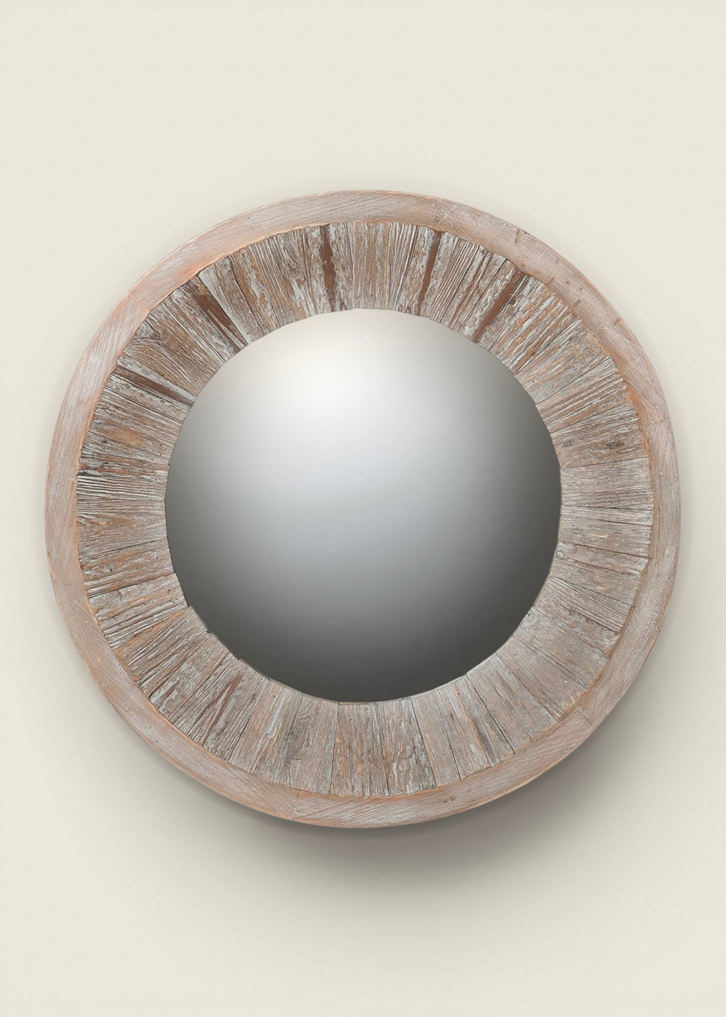 Round Wooden Coastal Style Mirror