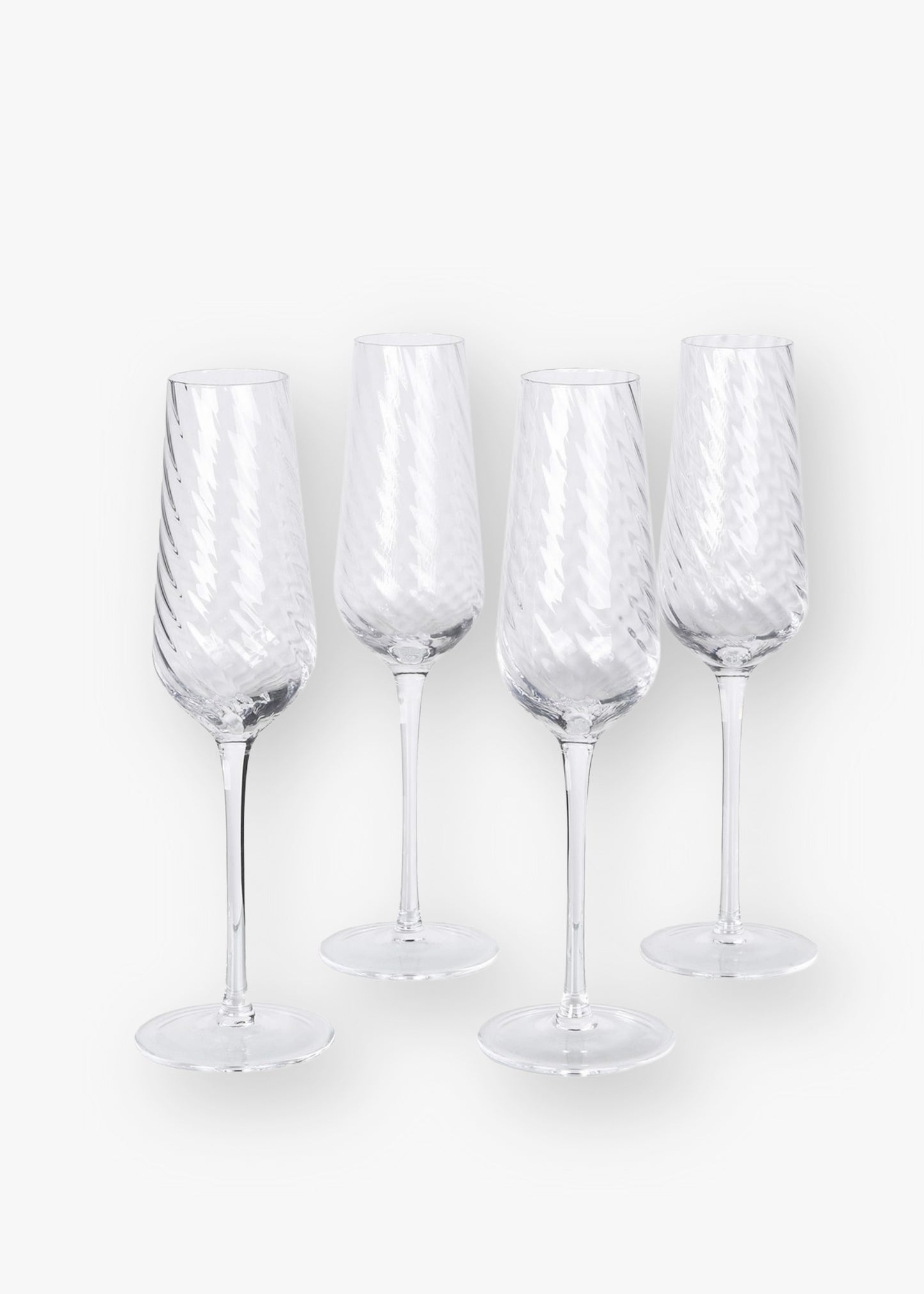 Set of 4 Swirl Design Glass Flutes