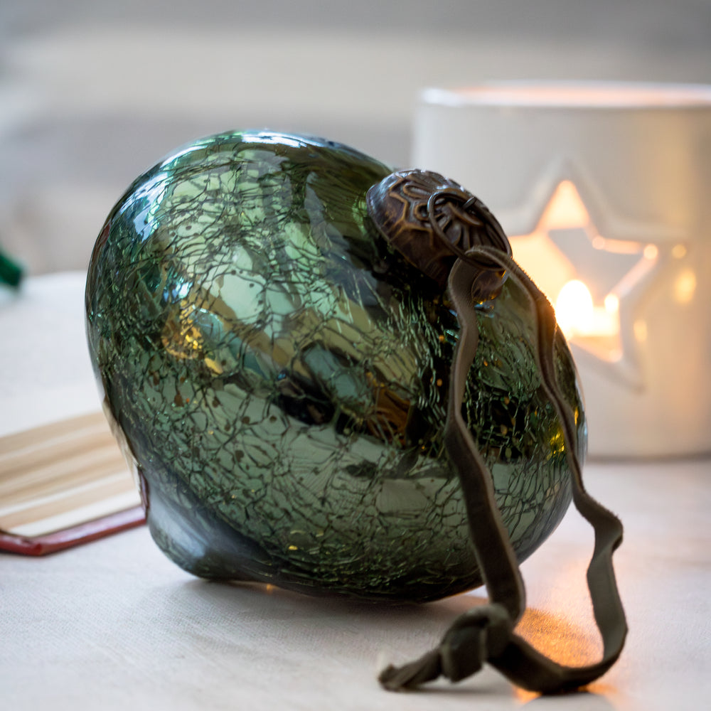 Decorative green glass onion shaped bauble