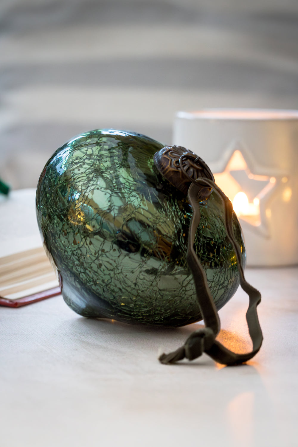 Decorative green glass onion shaped bauble