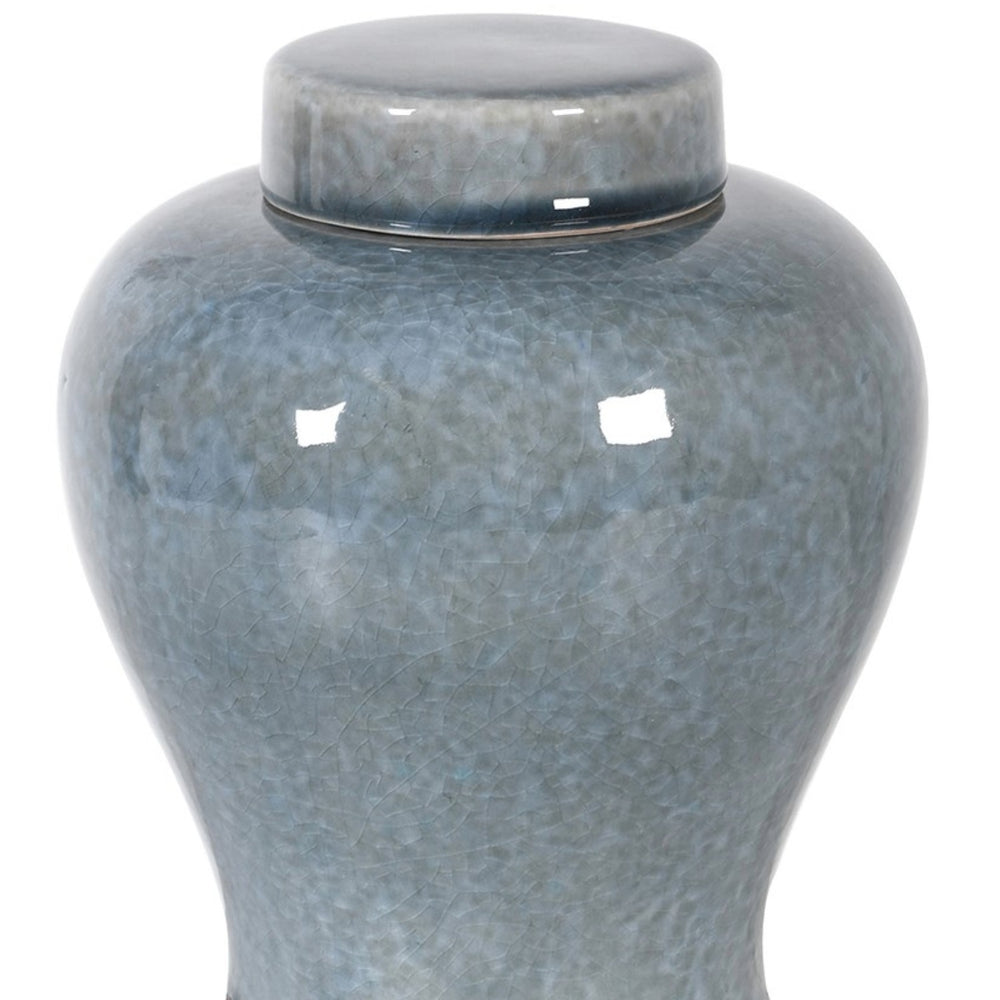 Grey ceramic decorative jar with rustic surface  for coastal homes 
