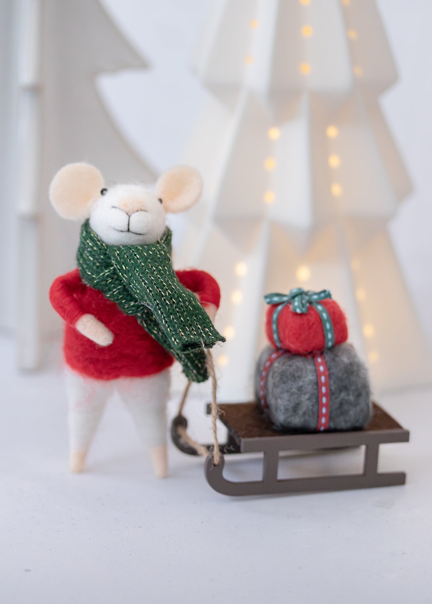 Santa Little Sleigh Mouse Christmas Ornament