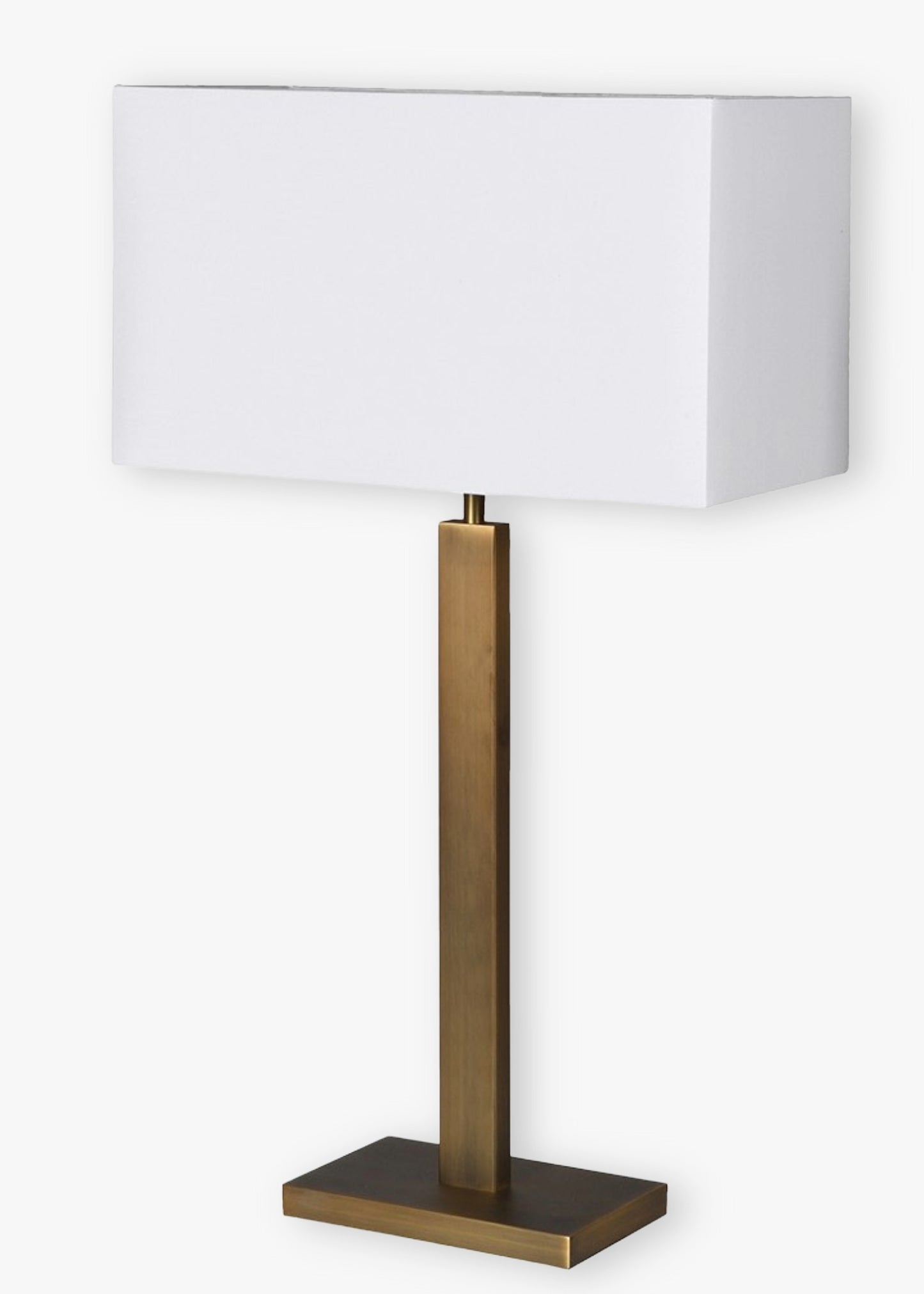 Table lamp with a white shade and gold base 