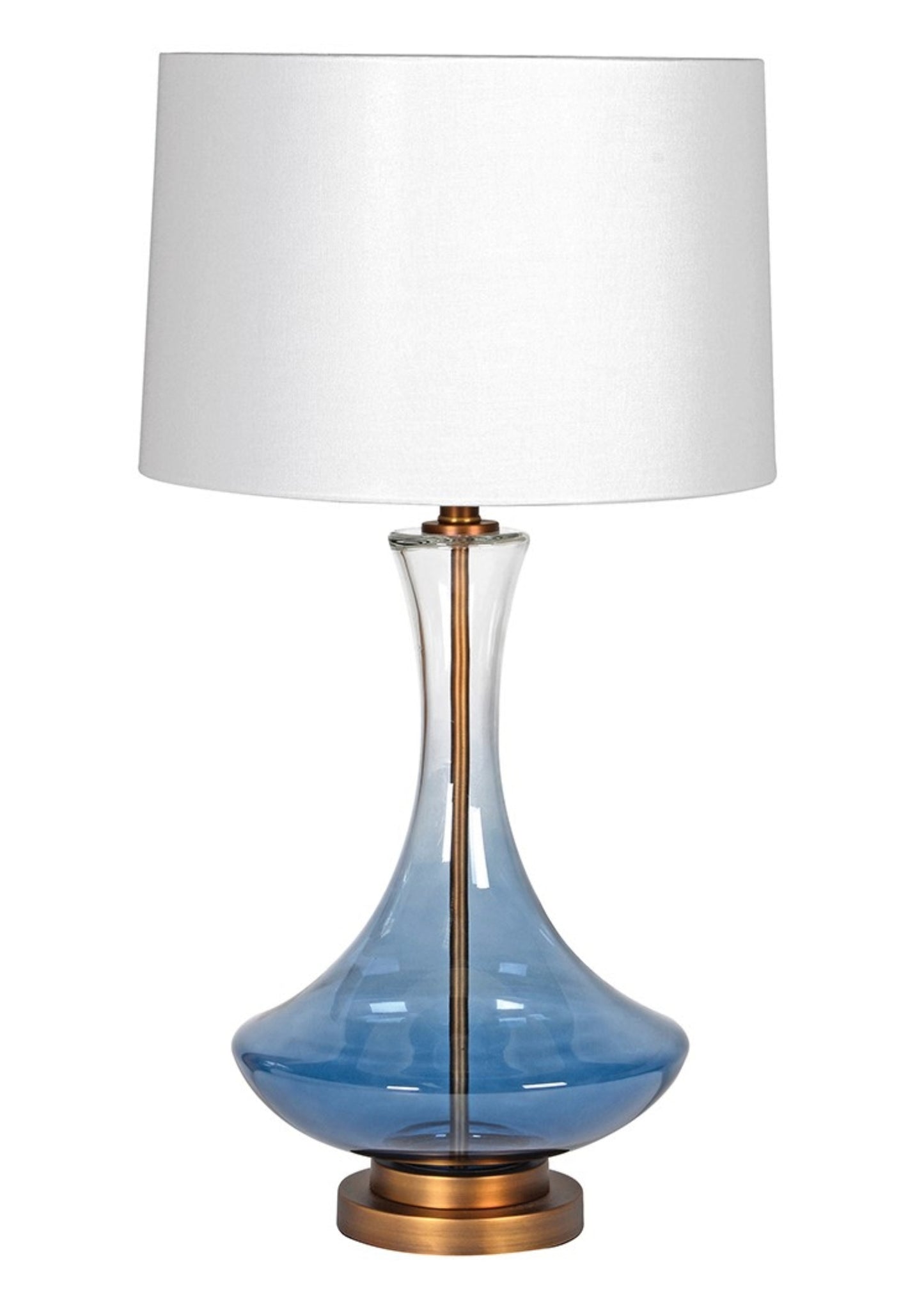 Smoked Blue Glass Oceana Table Lamp with Linen Shade