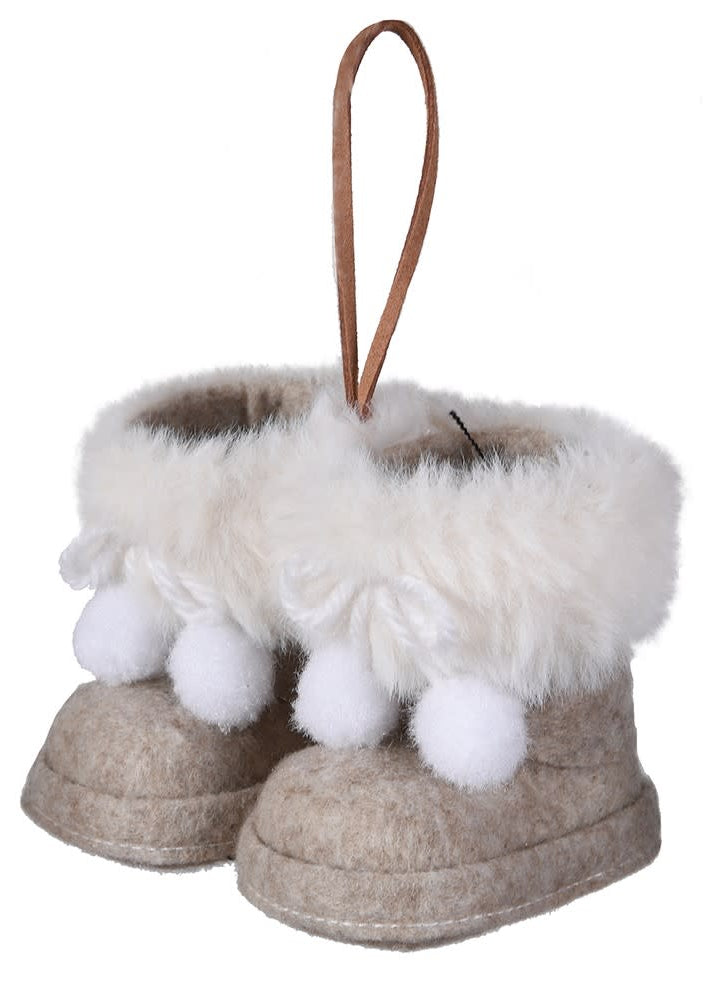 
                      
                        Pair of decorative boots with fur and pom-poms Tree Decoration
                      
                    