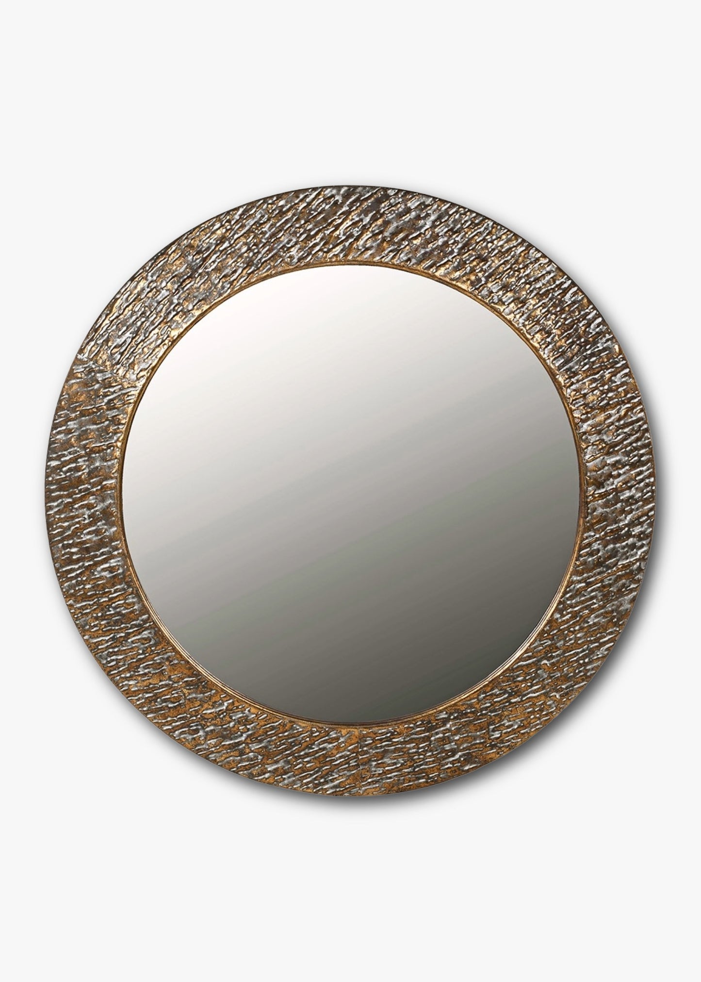Gold Textured Round Wall Mirror