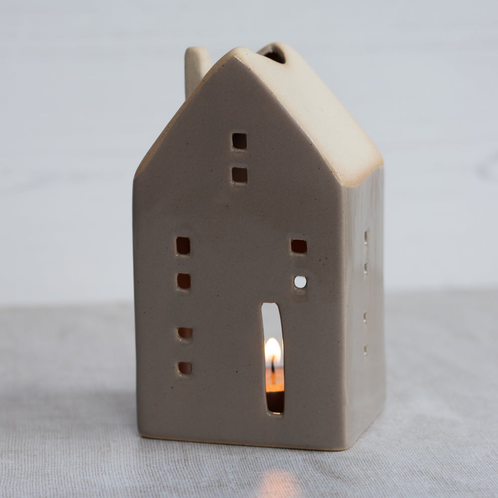 Warm Grey Tealight House, Tall