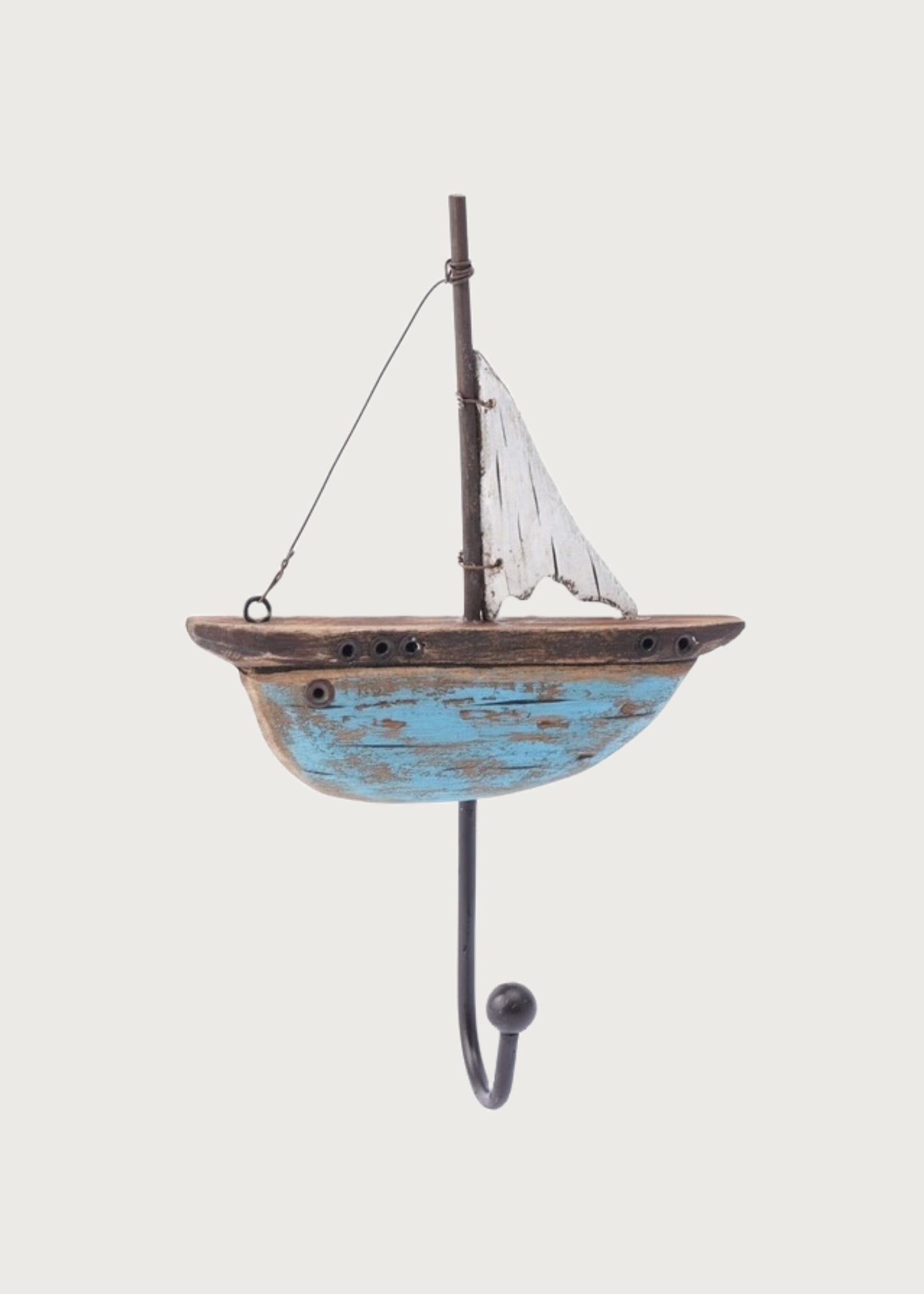 Wooden Sailing Boat Coat Hook Front