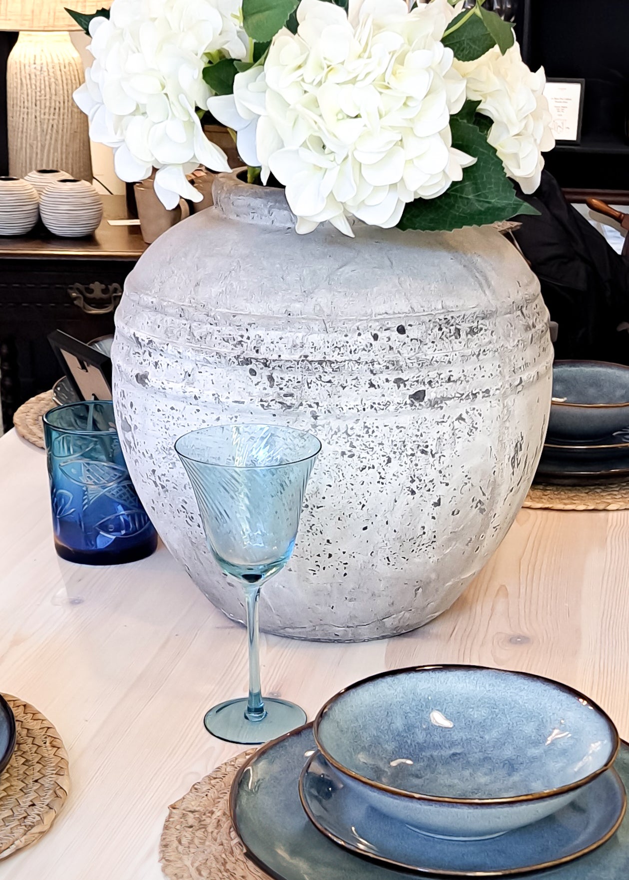 Penmon Large distressed terracotta vase for coastal decor