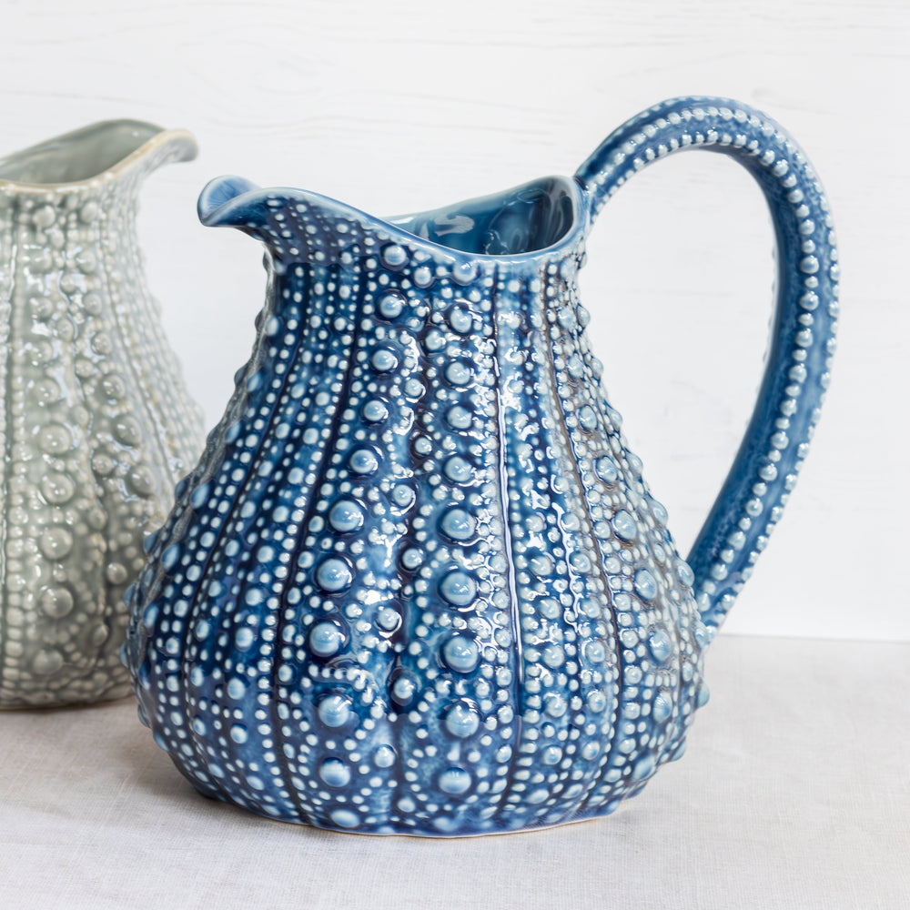 Coastal-style porcelain urchin jug for beach house decor