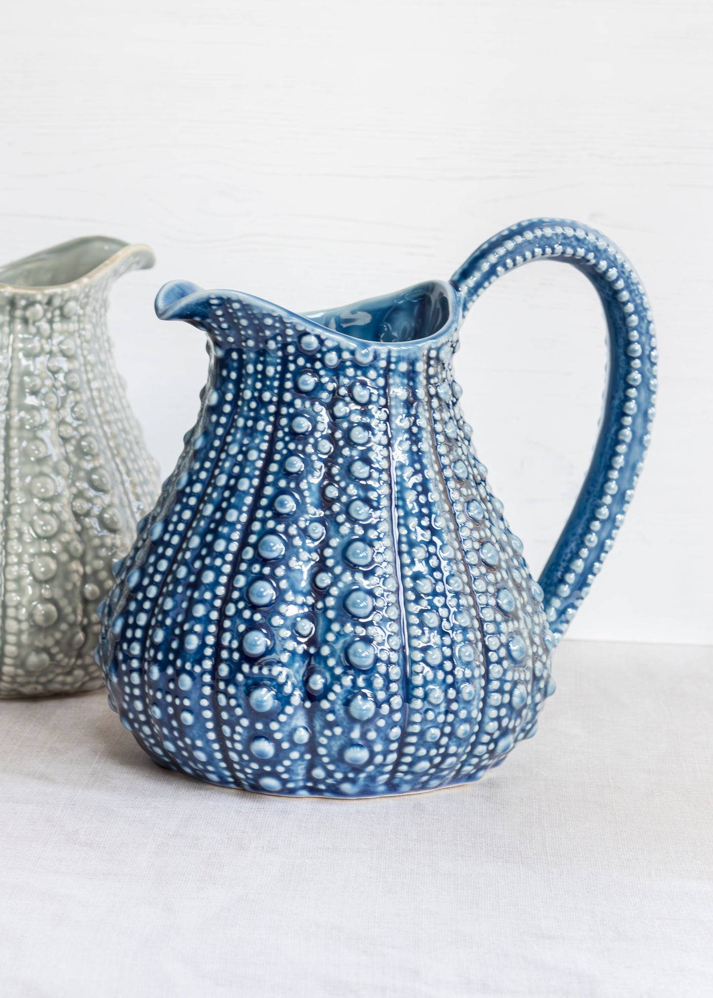 Coastal-style porcelain urchin jug for beach house decor