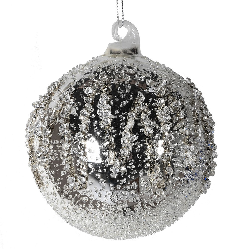 Silver Ice glitter Bauble