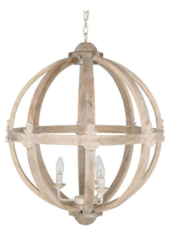  LARGE ROUND WOODEN ELECTRIFIED PENDANT