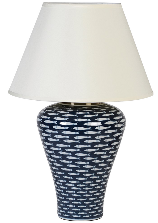 Load image into Gallery viewer, Large Blue &amp;amp; White Fish Lamp
