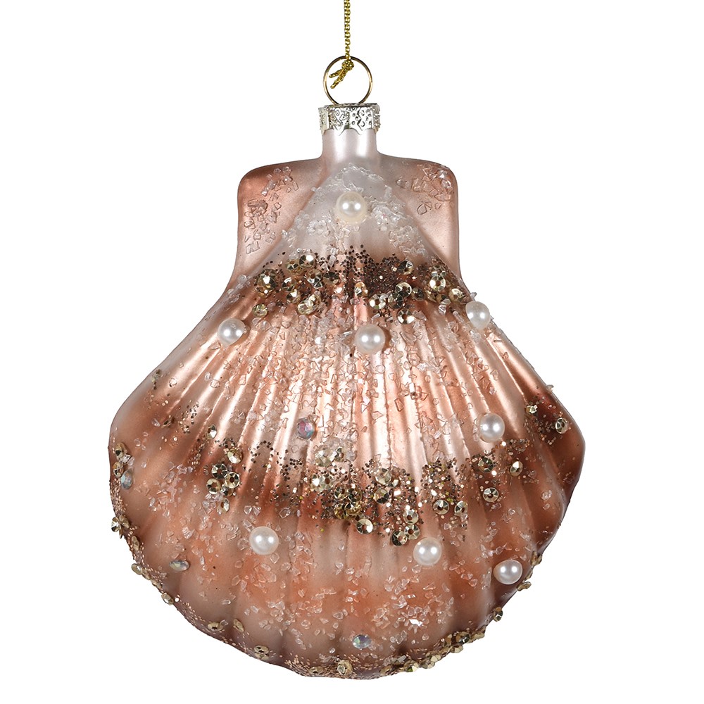 Load image into Gallery viewer, Pink Glass Scallop Bauble
