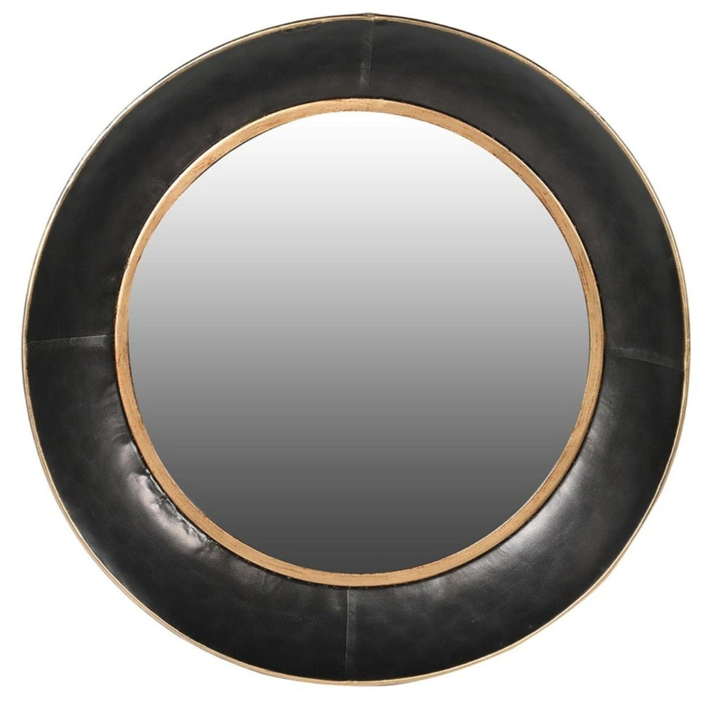 Black & Gold Round Mirror