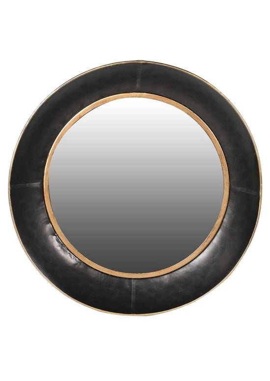 Black & Gold Round Mirror