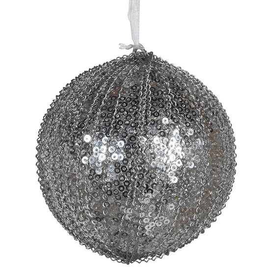 Load image into Gallery viewer, SILVER SEQUIN &amp;amp; BEAD BAUBLE
